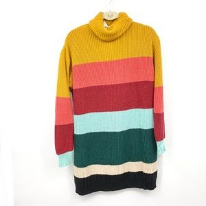 Farm Rio x Anthropologie Women Size Small Sweater Dress Turtleneck Striped Knit